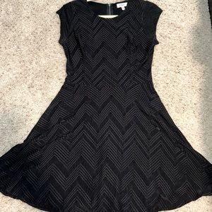 Black chevron fit and flare dress